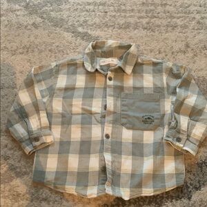 Zara Plaid Kids Shirt in Green and White